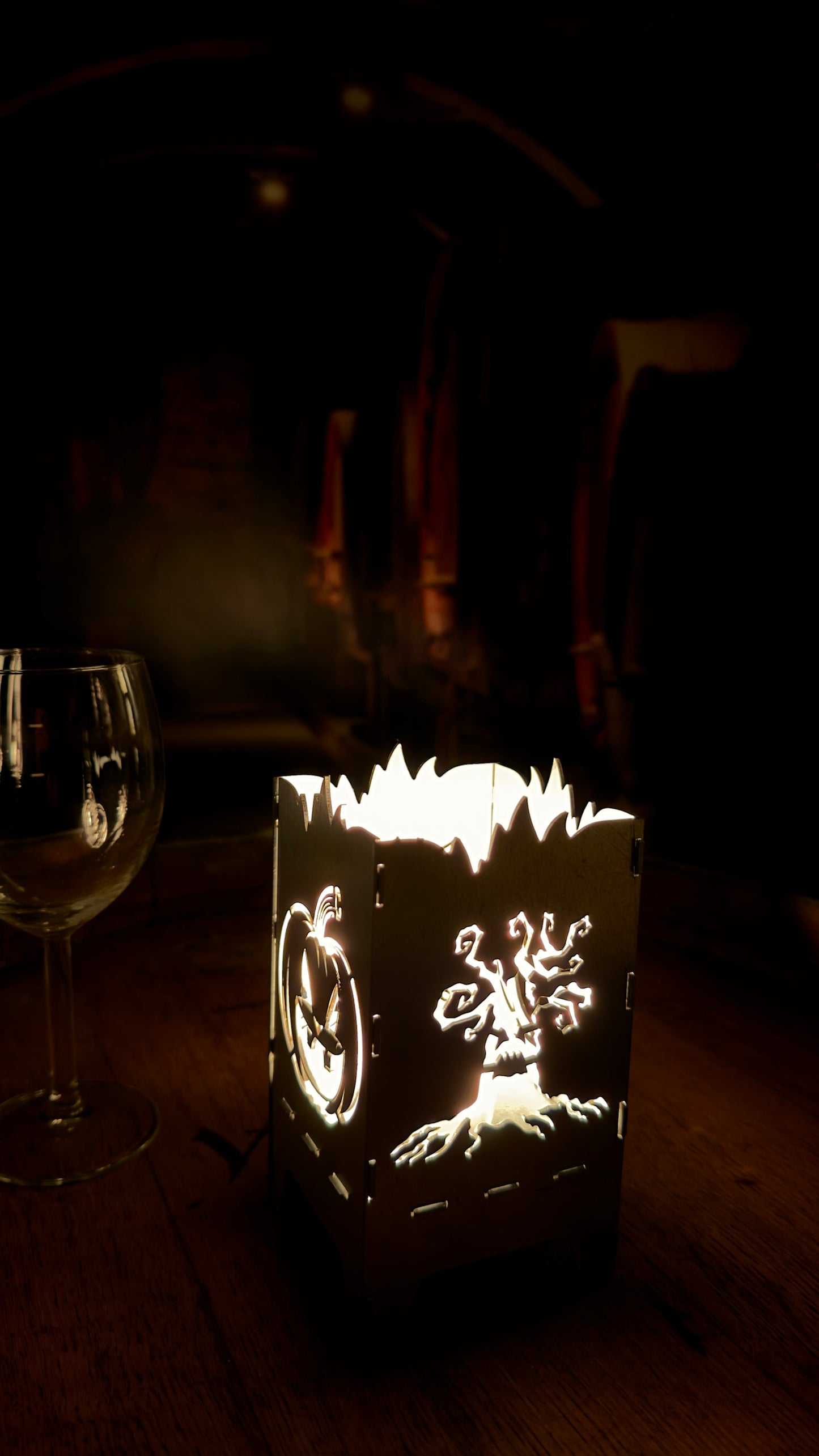 Halloweeni Tök és Fa Mécsestartó