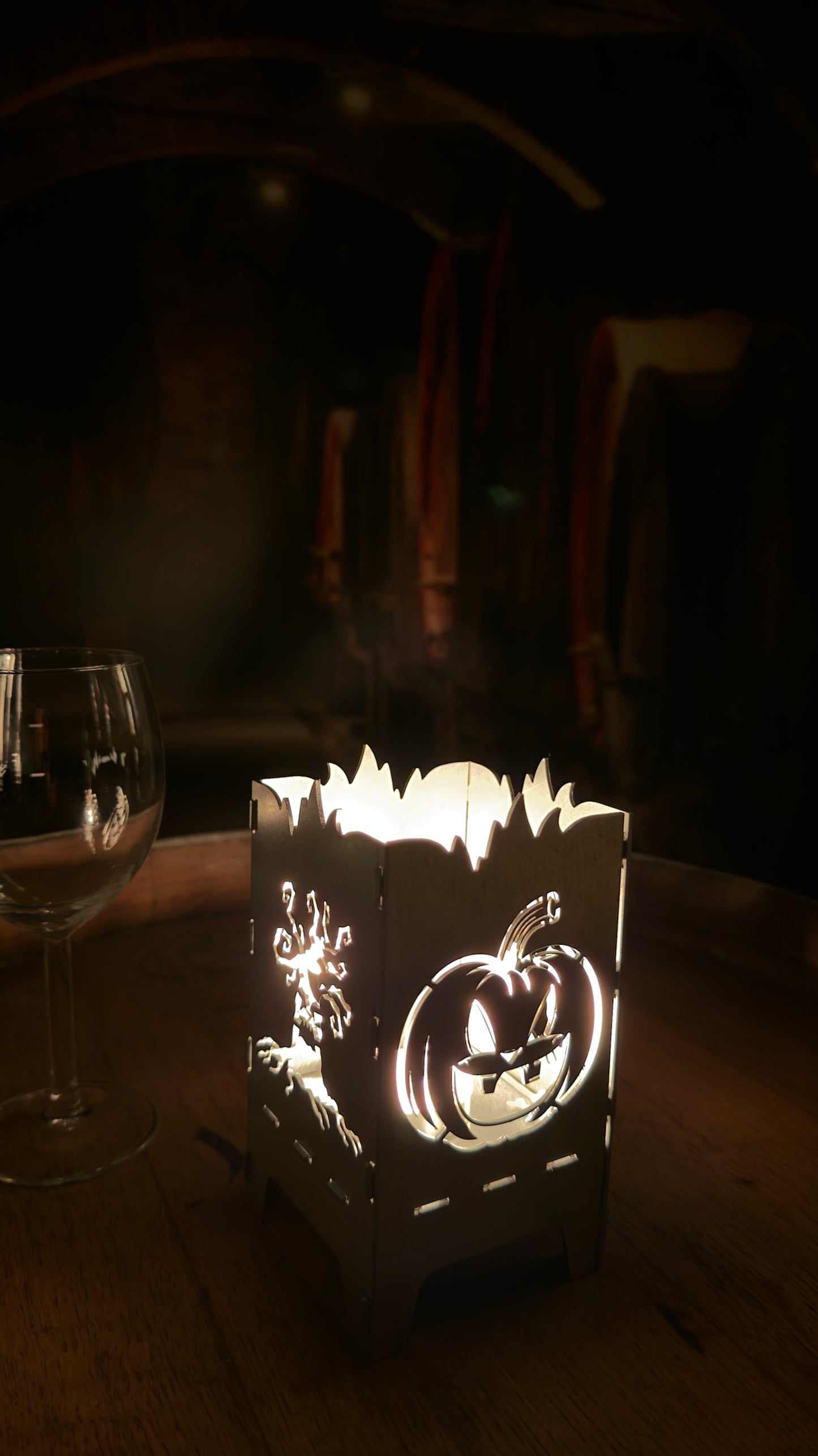 Halloweeni Tök és Fa Mécsestartó