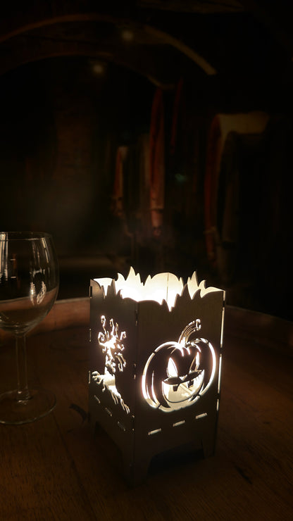 Halloweeni Tök és Fa Mécsestartó